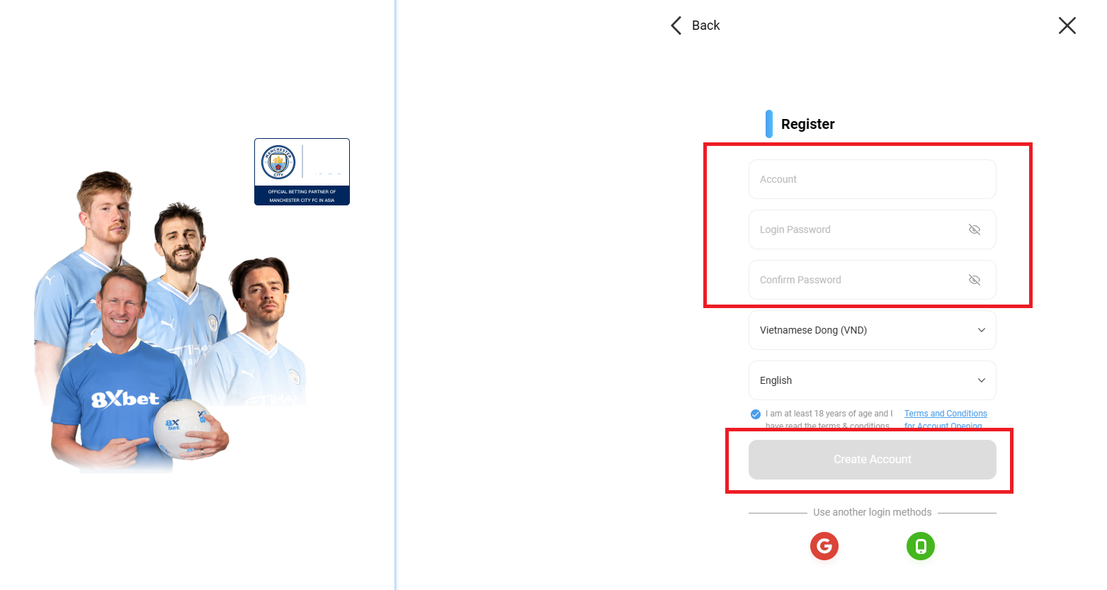 Đăng ký từng bước nhanh chóng tại sòng bạc 8x Bet