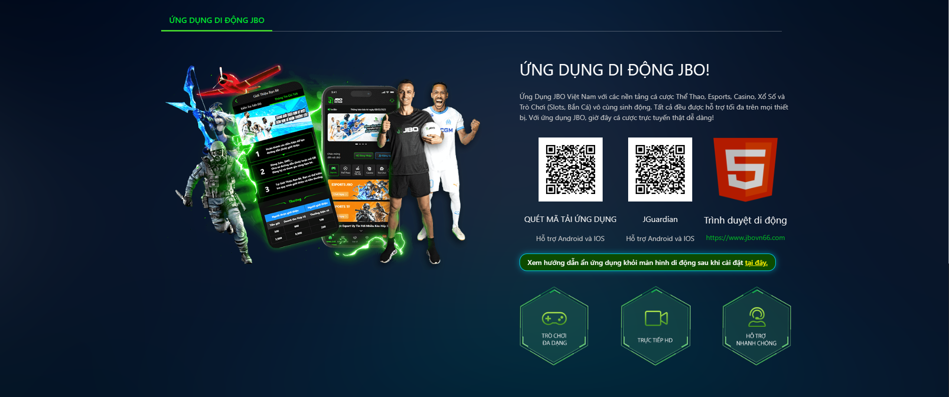 Phiên bản di động của sòng bạc dành cho JBO Android và iOS của bạn